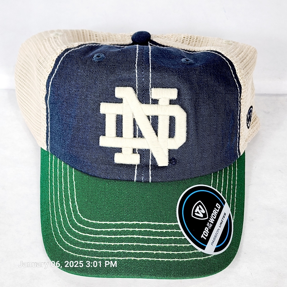 Notre Dame Fighting Irish Cap Hat Top of the World Trucker Snapback New